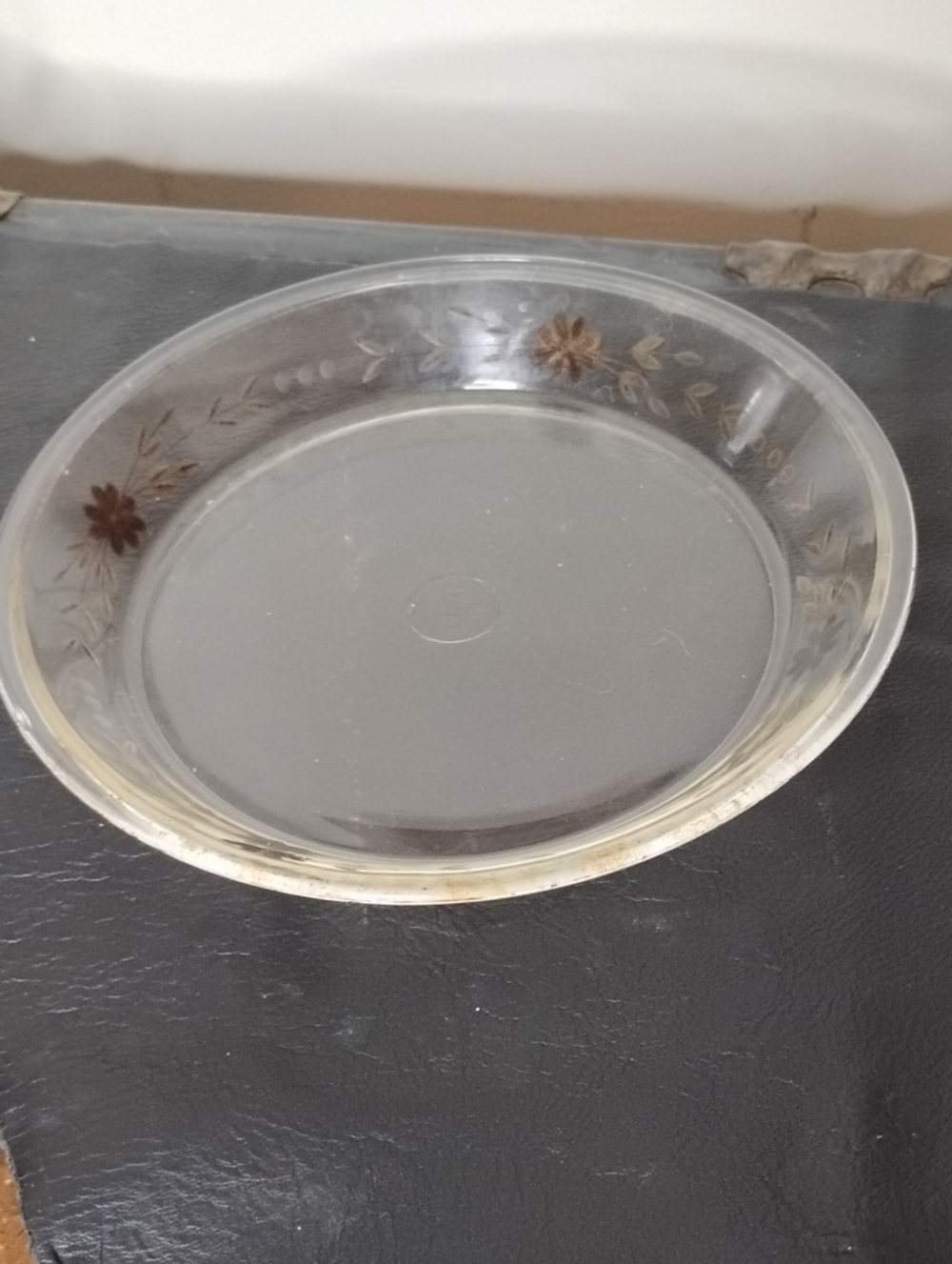 Pyrex Clear Glass Serving Plate with Floral Etching